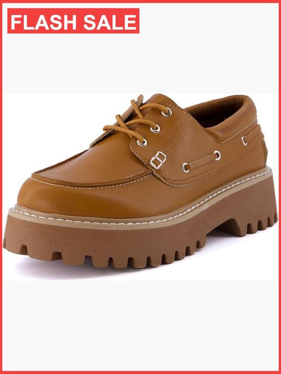 Shoes - Chunky Boat Loafer - Memory Foam, Wide Widths, Premium Vegan Leather, 1.5in Heel